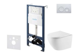 Kielle - Genesis New Set predstenovej inštalácie, klozetu Oudee, Vortex Rimless+, dosky softclose a tlačidla Gemini New I, lesklý chróm (30528SS56)