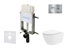 Kielle - Genesis New Set predstenovej inštalácie, klozetu Oudee, Vortex Rimless+, dosky softclose a tlačidla Gemini New I, lesklý chróm (30528SZ29)