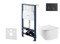 Kielle - Genesis New Set predstenovej inštalácie, klozetu Oudee, Vortex Rimless+, dosky softclose a tlačidla Gemini New I, matná čierna (30528SS57)