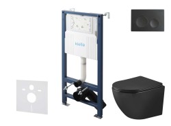 Kielle - Genesis New Set predstenovej inštalácie, klozetu Oudee, Vortex Rimless+, dosky softclose a tlačidla Gemini New I, matná čierna (30528SS91)