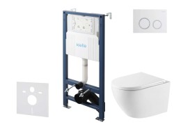 Kielle - Genesis New Set predstenovej inštalácie, klozetu Oudee, Vortex Rimless+, dosky softclose a tlačidla Gemini New II, lesklá biela/chróm (30528SS58)