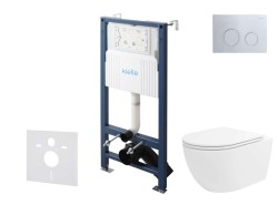 Kielle - Genesis New Set predstenovej inštalácie, klozetu Oudee, Vortex Rimless+, dosky softclose a tlačidla Gemini New II, lesklý chróm (30528SS32)