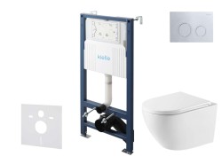 Kielle - Genesis New Set predstenovej inštalácie, klozetu Oudee, Vortex Rimless+, dosky softclose a tlačidla Gemini New II, lesklý chróm (30528SS59)