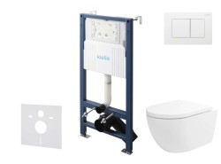 Kielle - Genesis New Set predstenovej inštalácie, klozetu Oudee, Vortex Rimless+, dosky softclose a tlačidla Gemini New III, lesklá biela (30528SS25)