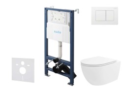 Kielle - Genesis New Set predstenovej inštalácie, klozetu Oudee, Vortex Rimless+, dosky softclose a tlačidla Gemini New III, lesklá biela (30528SS34)