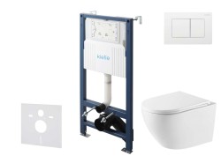 Kielle - Genesis New Set predstenovej inštalácie, klozetu Oudee, Vortex Rimless+, dosky softclose a tlačidla Gemini New III, lesklá biela (30528SS61)