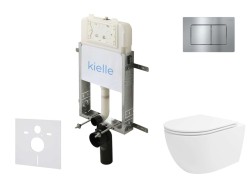 Kielle - Genesis New Set predstenovej inštalácie, klozetu Oudee, Vortex Rimless+, dosky softclose a tlačidla Gemini New III, lesklý chróm (30528SZ35)