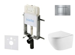 Kielle - Genesis New Set predstenovej inštalácie, klozetu Oudee, Vortex Rimless+, dosky softclose a tlačidla Gemini New III, lesklý chróm (30528SZ62)
