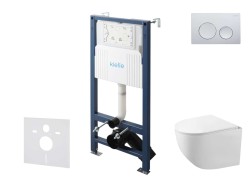 Kielle - Genesis New Set predstenovej inštalácie, kompaktného klozetu Gaia, Rimless, dosky softclose a tlačidla Gemini New I, lesklý chróm (30528SS83)