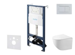 Kielle - Genesis New Set predstenovej inštalácie, kompaktného klozetu Gaia, Rimless, dosky softclose a tlačidla Gemini New III, lesklý chróm (30528SS89)