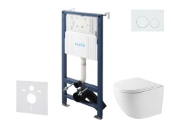 Kielle - Genesis New Set predstenovej inštalácie, kompaktného klozetu Oudee, Vortex Rimless+, dosky softclose a tlačidla Gemini New I, lesklá biela (30528SS37)