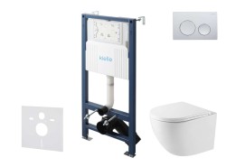 Kielle - Genesis New Set predstenovej inštalácie, kompaktného klozetu Oudee, Vortex Rimless+, dosky softclose a tlačidla Gemini New I, lesklý chróm (30528SS38)