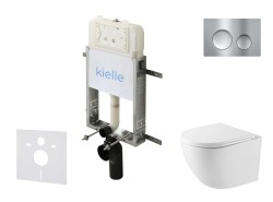 Kielle - Genesis New Set predstenovej inštalácie, kompaktného klozetu Oudee, Vortex Rimless+, dosky softclose a tlačidla Gemini New I, lesklý chróm (30528SZ38)