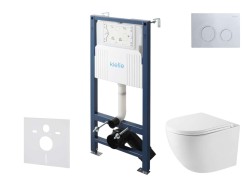 Kielle - Genesis New Set predstenovej inštalácie, kompaktného klozetu Oudee, Vortex Rimless+, dosky softclose a tlačidla Gemini New II, lesklý chróm (30528SS41)