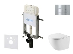 Kielle - Genesis New Set predstenovej inštalácie, kompaktného klozetu Oudee, Vortex Rimless+, dosky softclose a tlačidla Gemini New II, lesklý chróm (30528SZ41)