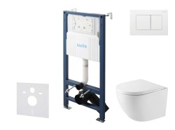 Kielle - Genesis New Set predstenovej inštalácie, kompaktného klozetu Oudee, Vortex Rimless+, dosky softclose a tlačidla Gemini New III, lesklá biela (30528SS43)