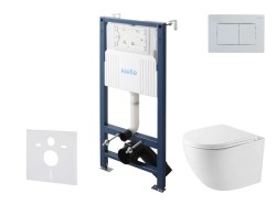 Kielle - Genesis New Set predstenovej inštalácie, kompaktného klozetu Oudee, Vortex Rimless+, dosky softclose a tlačidla Gemini New III, lesklý chróm (30528SS44)