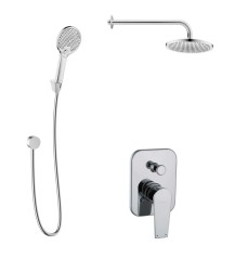 Kielle - Harmonia Sprchový set s batériou pod omietku, na 2 spotrebiče, s príslušenstvom EcoSpare a telesom, chróm (20623SP120)