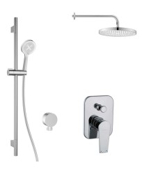 Kielle - Harmonia Sprchový set s batériou pod omietku, na 2 spotrebiče, s príslušenstvom EcoSpare a telesom, chróm (20623SP50)