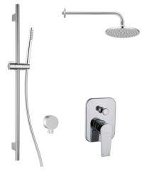 Kielle - Harmonia Sprchový set s batériou pod omietku, na 2 spotrebiče, s príslušenstvom EcoSpare a telesom, chróm (20623SP60)