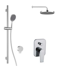 Kielle - Harmonia Sprchový set s batériou pod omietku, na 2 spotrebiče, s príslušenstvom EcoSpare a telesom, chróm (20623SP70)