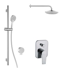 Kielle - Harmonia Sprchový set s batériou pod omietku, na 2 spotrebiče, s príslušenstvom EcoSpare a telesom, chróm (20623SP80)