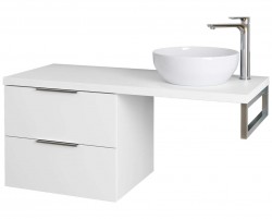 Kielle - Idolio Skrinka 60x50x50 cm, vrátane konzoly a dosky pod umývadlo 120 cm, s výrezom, lesklá biela (50024S120)