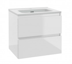Kielle - Nefia Skrinka vrátane umývadla, 60x55x46 cm, 2 zásuvky, lesklá biela (50027S620)