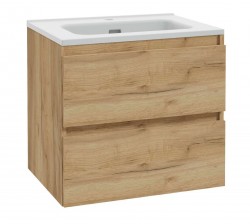 Kielle - Nefia Skrinka vrátane umývadla, 60x55x46 cm, 2 zásuvky, zlatý dub (50027S621)