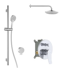 Kielle - Nefia Sprchový set s batériou pod omietku, na 2 spotrebiče, s príslušenstvom EcoSpare a telesom, chróm (20627SP100)