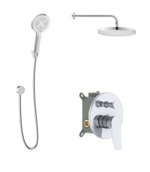 Kielle - Nefia Sprchový set s batériou pod omietku, na 2 spotrebiče, s príslušenstvom EcoSpare a telesom, chróm (20627SP110)