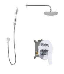 Kielle - Nefia Sprchový set s batériou pod omietku, na 2 spotrebiče, s príslušenstvom EcoSpare a telesom, chróm (20627SP120)