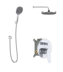 Kielle - Nefia Sprchový set s batériou pod omietku, na 2 spotrebiče, s príslušenstvom EcoSpare a telesom, chróm (20627SP130)