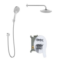 Kielle - Nefia Sprchový set s batériou pod omietku, na 2 spotrebiče, s príslušenstvom EcoSpare a telesom, chróm (20627SP140)