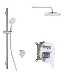 Kielle - Nefia Sprchový set s batériou pod omietku, na 2 spotrebiče, s príslušenstvom EcoSpare a telesom, chróm (20627SP70)