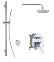 Kielle - Nefia Sprchový set s batériou pod omietku, na 2 spotrebiče, s príslušenstvom EcoSpare a telesom, chróm (20627SP80)