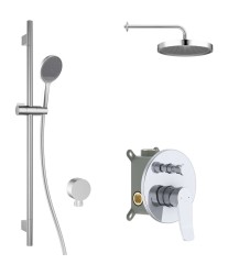 Kielle - Nefia Sprchový set s batériou pod omietku, na 2 spotrebiče, s príslušenstvom EcoSpare a telesom, chróm (20627SP90)