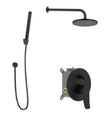 Kielle - Nefia Sprchový set s batériou pod omietku, na 2 spotrebiče, s príslušenstvom EcoSpare a telesom, matná čierna (20627SP124)