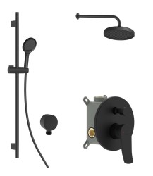 Kielle - Nefia Sprchový set s batériou pod omietku, na 2 spotrebiče, s príslušenstvom EcoSpare a telesom, matná čierna (20627SP94)