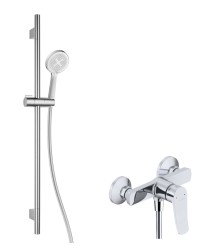 Kielle - Nefia Sprchový set s batériou, tyčou, hadicou a sprchovou hlavicou EcoSpare, chróm (20627SN10)