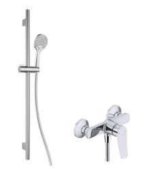 Kielle - Nefia Sprchový set s batériou, tyčou, hadicou a sprchovou hlavicou EcoSpare, chróm (20627SN40)