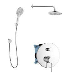 Kielle - Oudee Sprchový set s batériou pod omietku, na 2 spotrebiče, s príslušenstvom EcoSpare a telesom, chróm (20602SP100)
