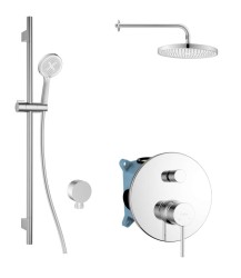 Kielle - Oudee Sprchový set s batériou pod omietku, na 2 spotrebiče, s príslušenstvom EcoSpare a telesom, chróm (20602SP30)