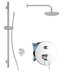 Kielle - Oudee Sprchový set s batériou pod omietku, na 2 spotrebiče, s príslušenstvom EcoSpare a telesom, chróm (20602SP40)