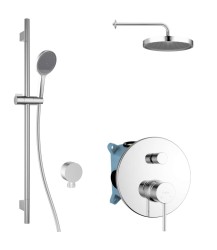 Kielle - Oudee Sprchový set s batériou pod omietku, na 2 spotrebiče, s príslušenstvom EcoSpare a telesom, chróm (20602SP50)
