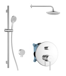Kielle - Oudee Sprchový set s batériou pod omietku, na 2 spotrebiče, s príslušenstvom EcoSpare a telesom, chróm (20602SP60)