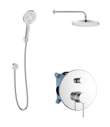 Kielle - Oudee Sprchový set s batériou pod omietku, na 2 spotrebiče, s príslušenstvom EcoSpare a telesom, chróm (20602SP70)