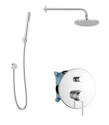 Kielle - Oudee Sprchový set s batériou pod omietku, na 2 spotrebiče, s príslušenstvom EcoSpare a telesom, chróm (20602SP80)