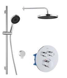 Kielle - Oudee Sprchový set s termostatickou batériou pod omietku, na 2 spotrebiče, s príslušenstvom EcoSpare a telesom, chróm (20602SPT10)