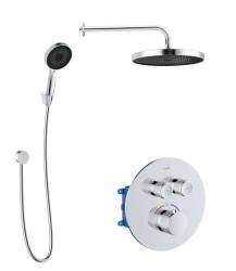 Kielle - Oudee Sprchový set s termostatickou batériou pod omietku, na 2 spotrebiče, s príslušenstvom EcoSpare a telesom, chróm (20602SPT20)